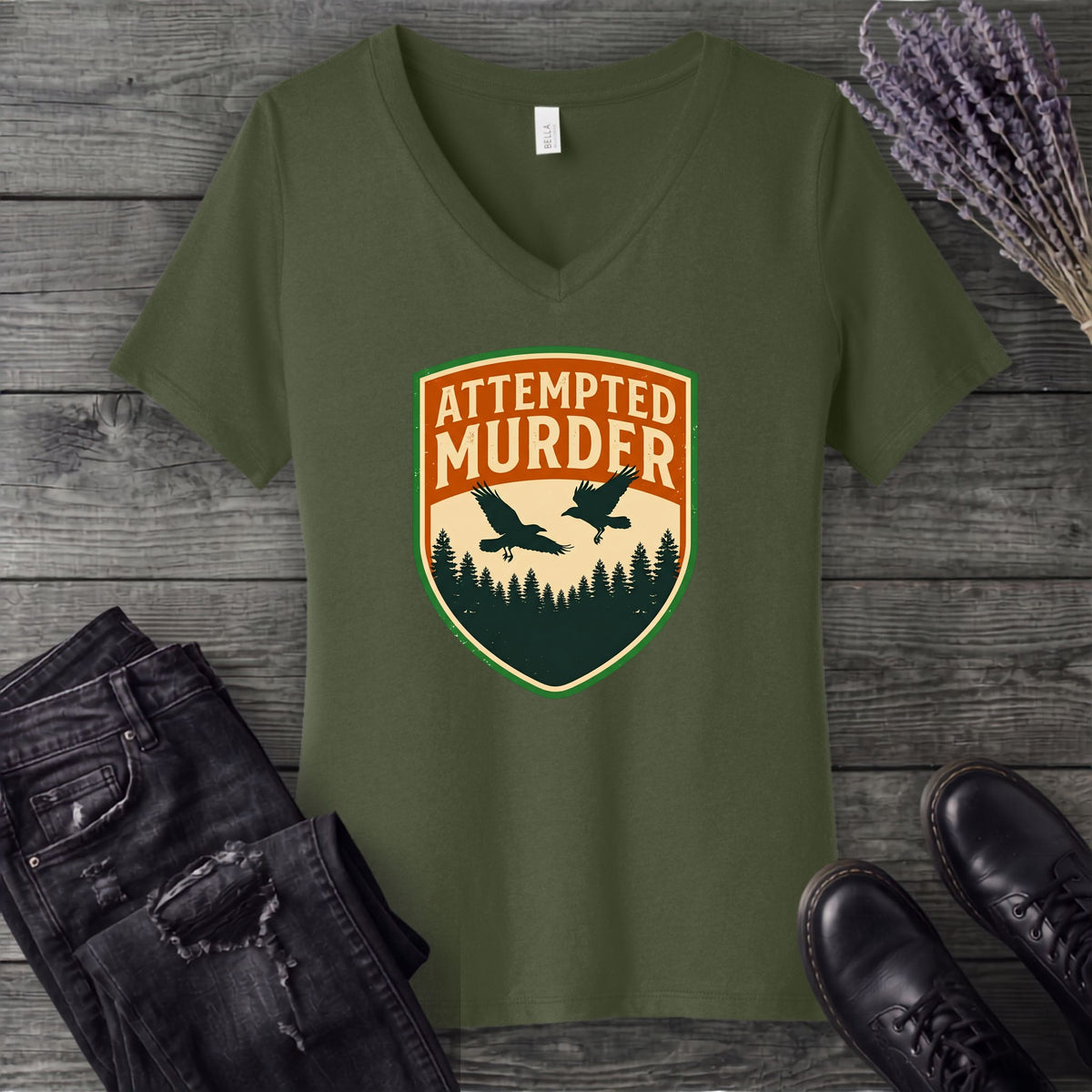 Attempted Murder Crows V-Neck T-Shirt