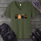 Black Cat Costume Party V-Neck T-Shirt