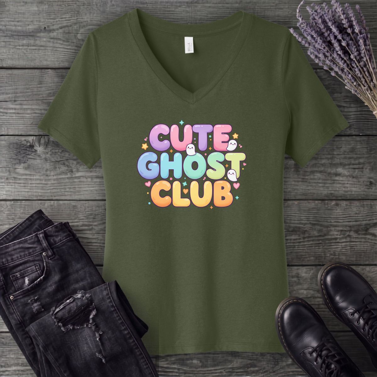 Cute Ghost Club V-Neck T-Shirt