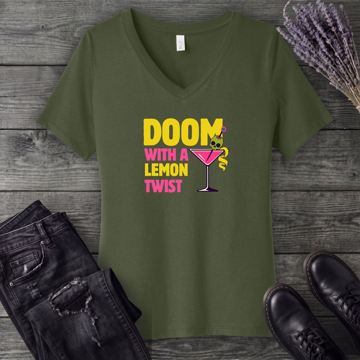 Doom With A Lemon Twist V-Neck T-Shirt