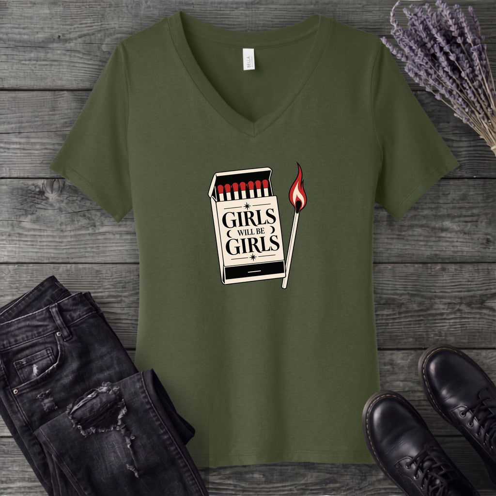 Girls Will Be Girls V-Neck T-Shirt