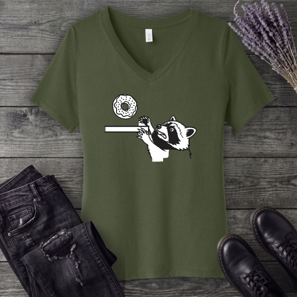 Raccoon Donut V-Neck T-Shirt