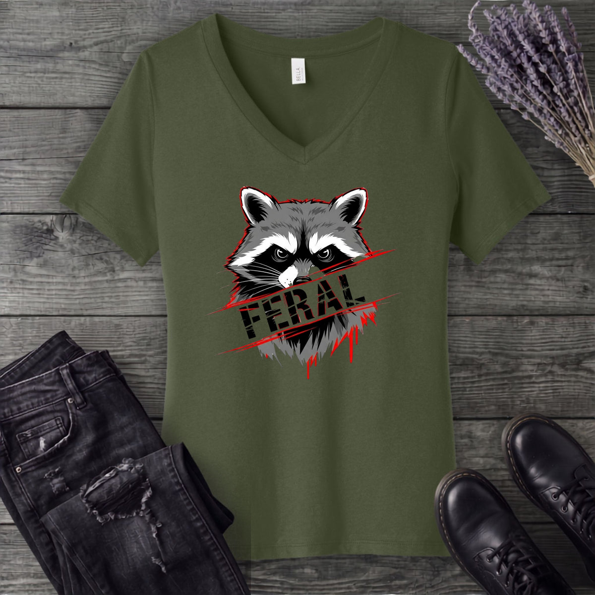Feral Stencil V-Neck T-Shirt