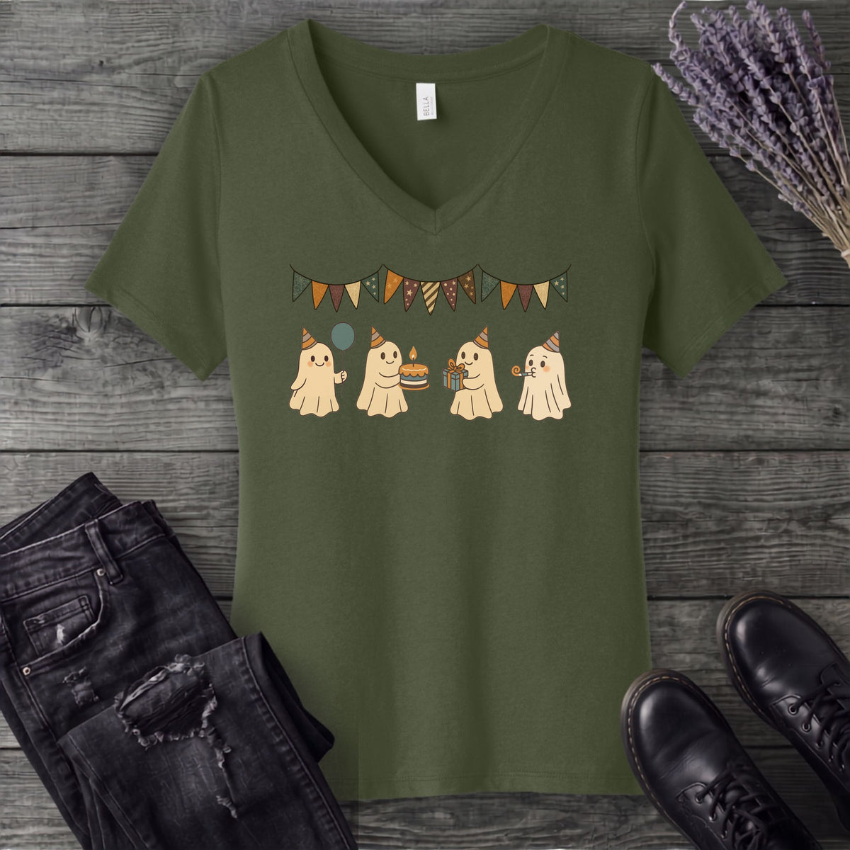 ghost birthday party V-Neck T-Shirt