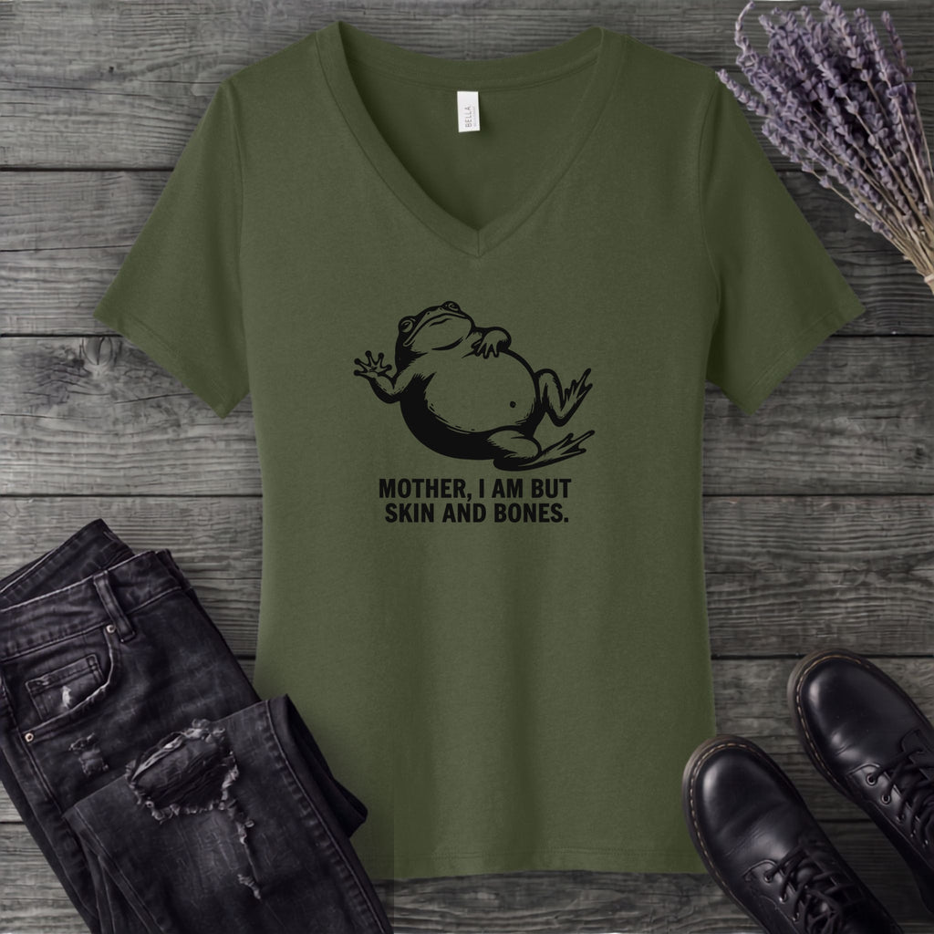 Mother I Am Skin And Bones Frog V-Neck T-Shirt