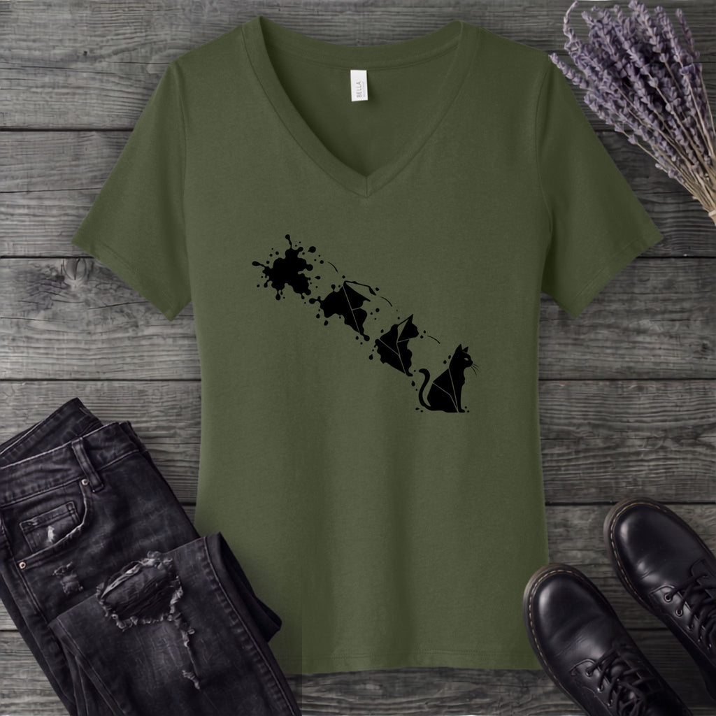 Inkblot Cat V-Neck T-Shirt