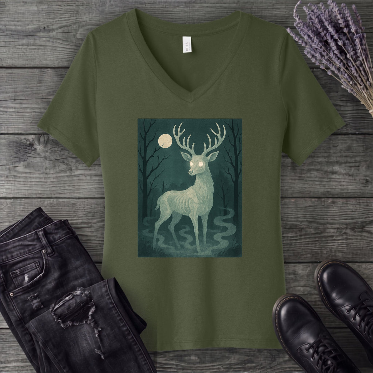 Woodland Spirits Stag V-Neck T-Shirt