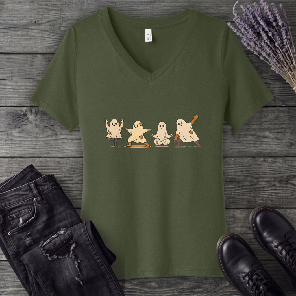 ghost yoga V-Neck T-Shirt