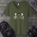 Thankful Toasting Skeletons V-Neck T-Shirt
