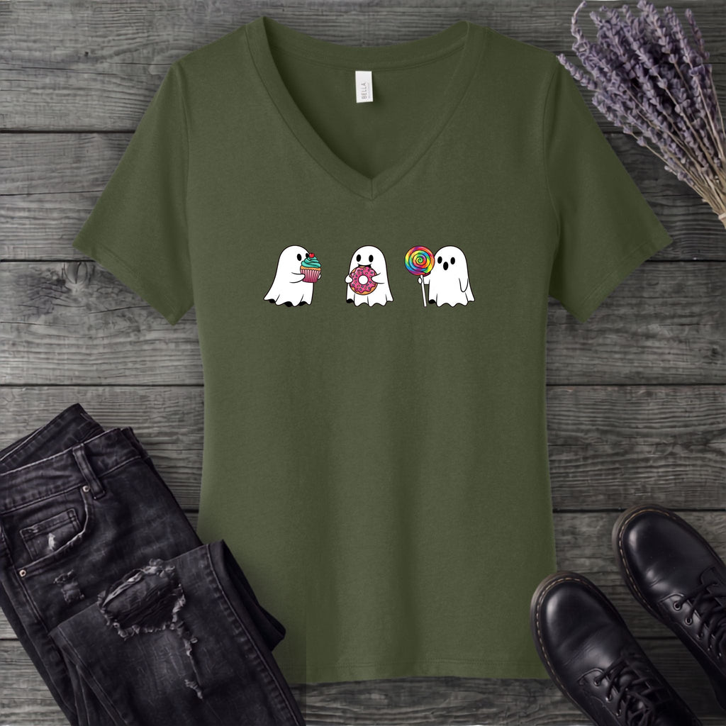 Ghosts Fun Treats V-Neck T-Shirt