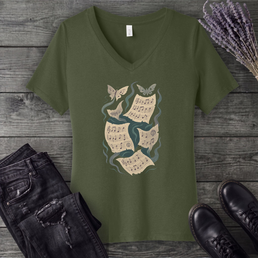 Spectral Sheet Music V-Neck T-Shirt