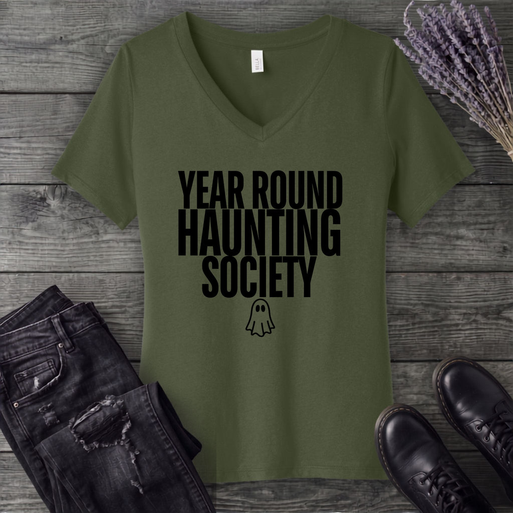 Year Round Haunting Society V-Neck T-Shirt