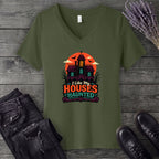 I Like My Houses Haunted V-Neck T-Shirt