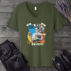 Old School 100 Days Of Learning V-Neck T-Shirt