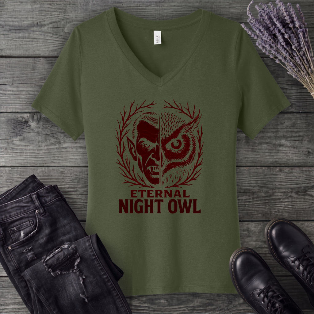 Eternal Night Owl V-Neck T-Shirt