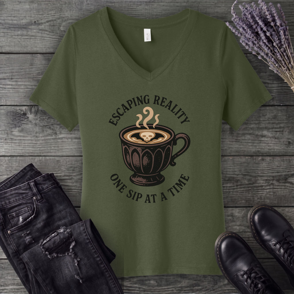 Escaping Reality One Sip At A Time V-Neck T-Shirt