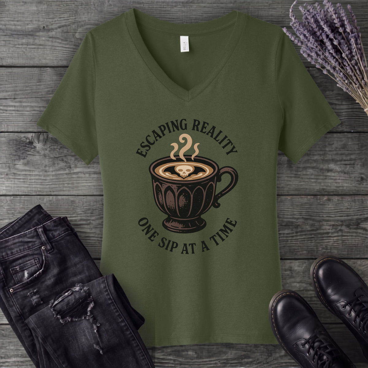 Escaping Reality One Sip At A Time V-Neck T-Shirt
