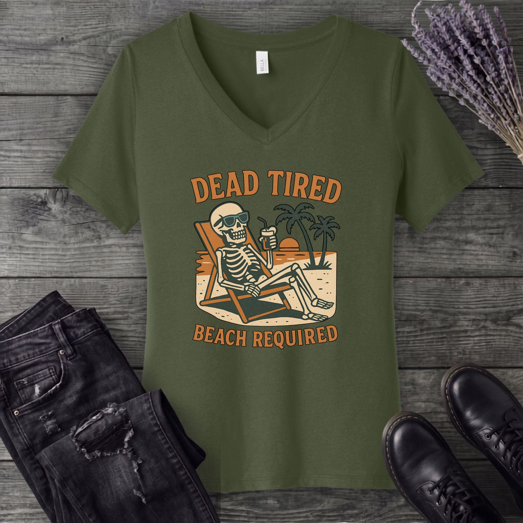 Dead Tired Beach Required V-Neck T-Shirt