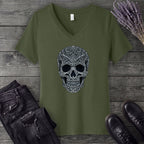 Filigree Skull V-Neck T-Shirt
