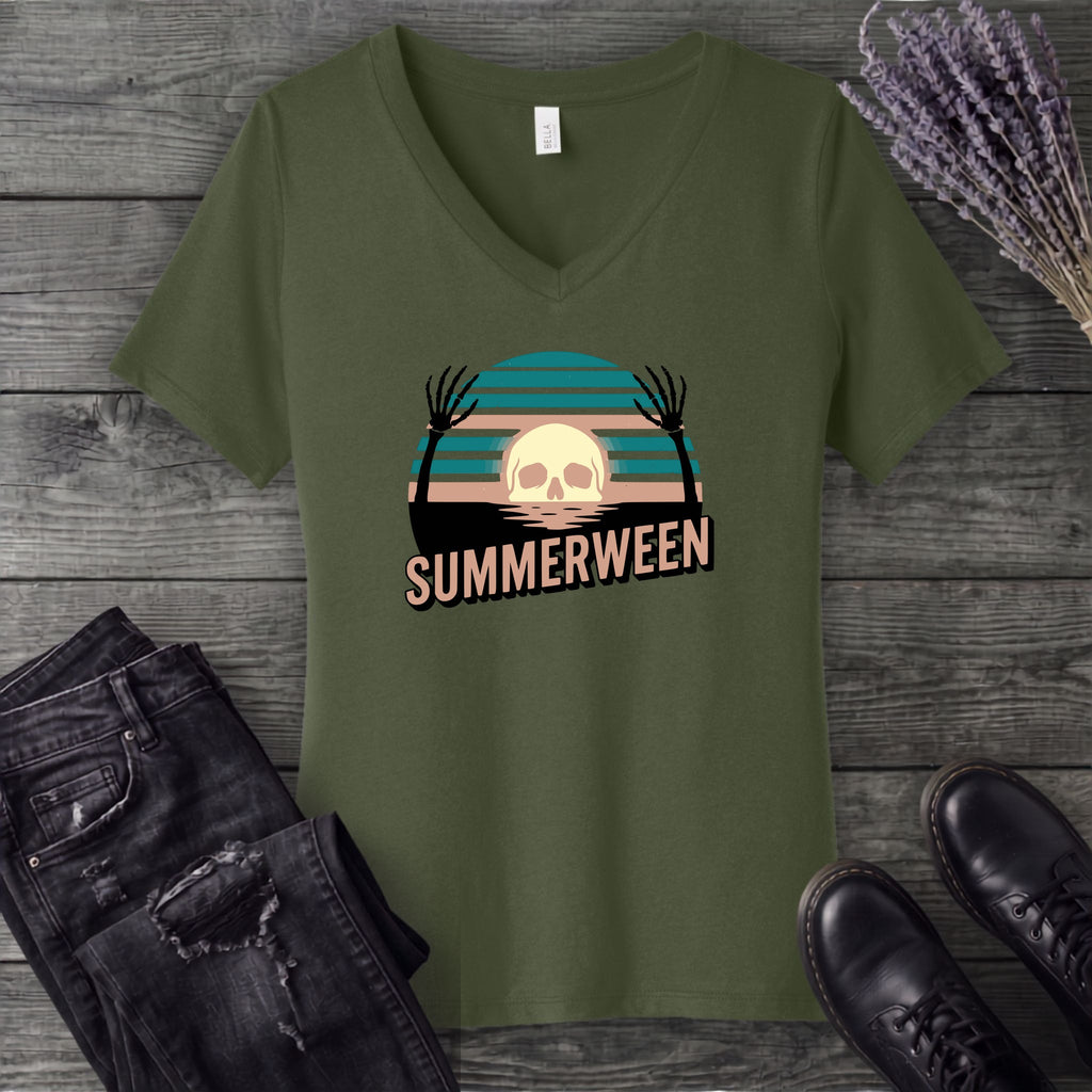 Summerween Skull V-Neck T-Shirt