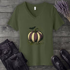Striped Pumpkin V-Neck T-Shirt