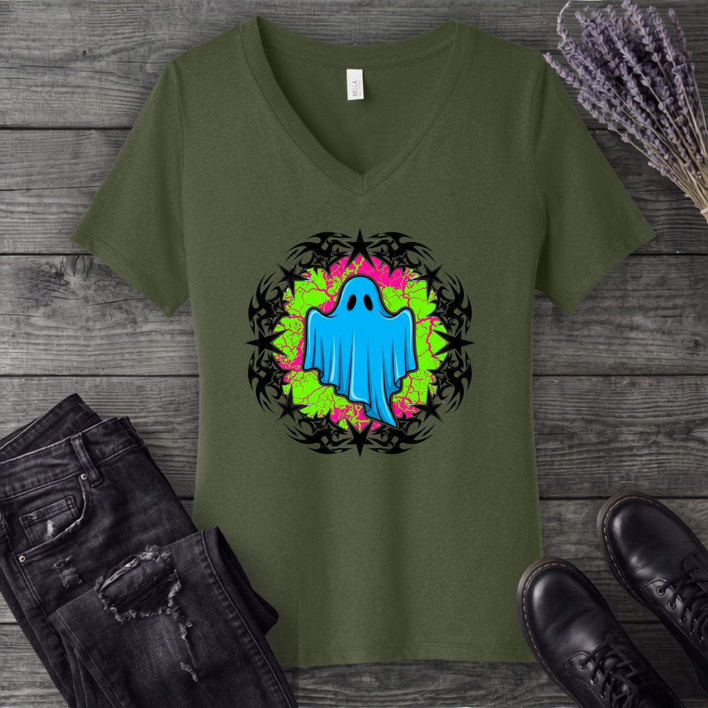 Grunge Star Ghost V-Neck T-Shirt