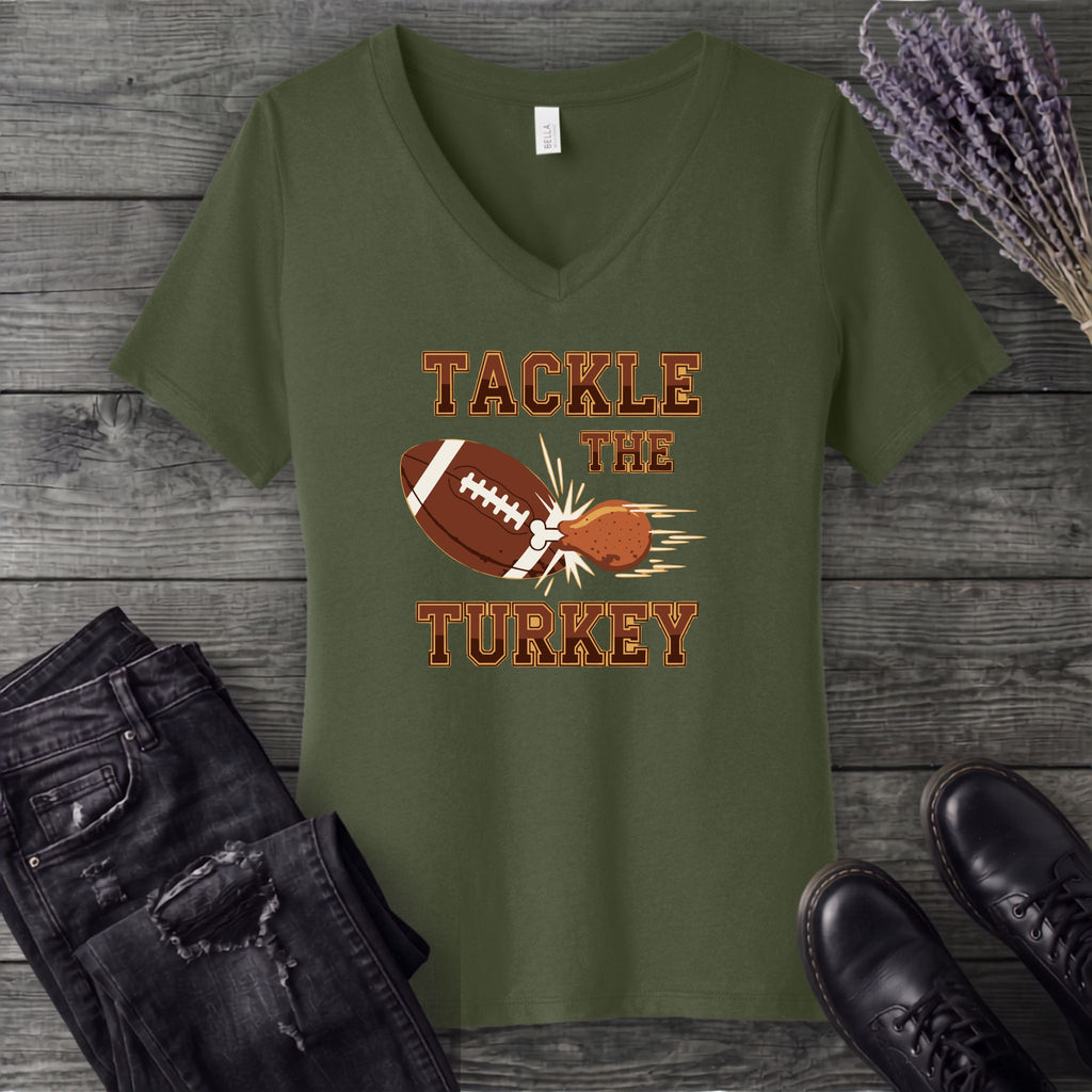 Tackle The Turkey V-Neck T-Shirt