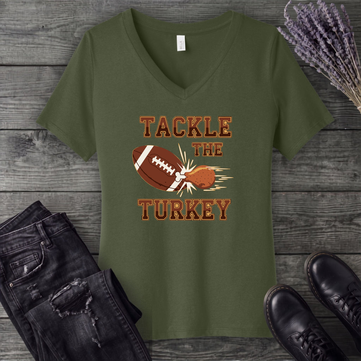 Tackle The Turkey V-Neck T-Shirt