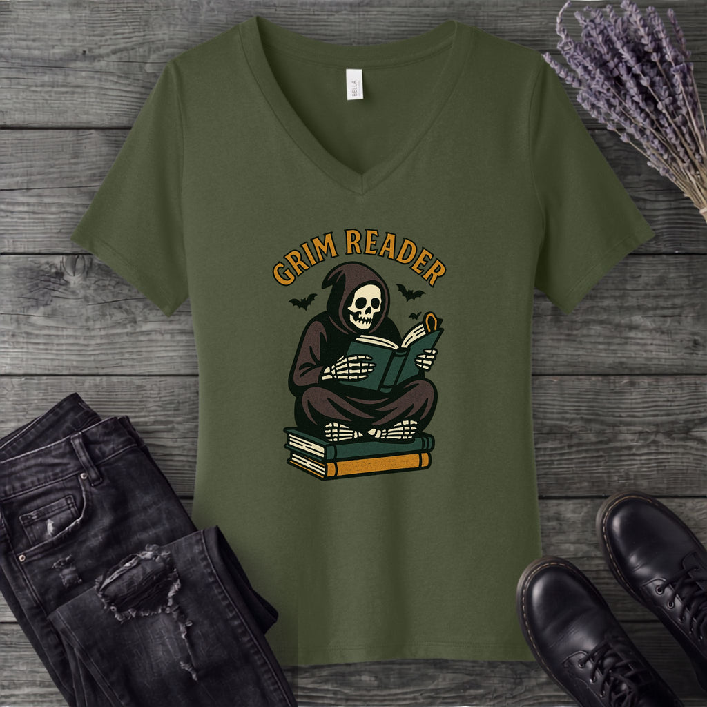 Grim Reader V-Neck T-Shirt