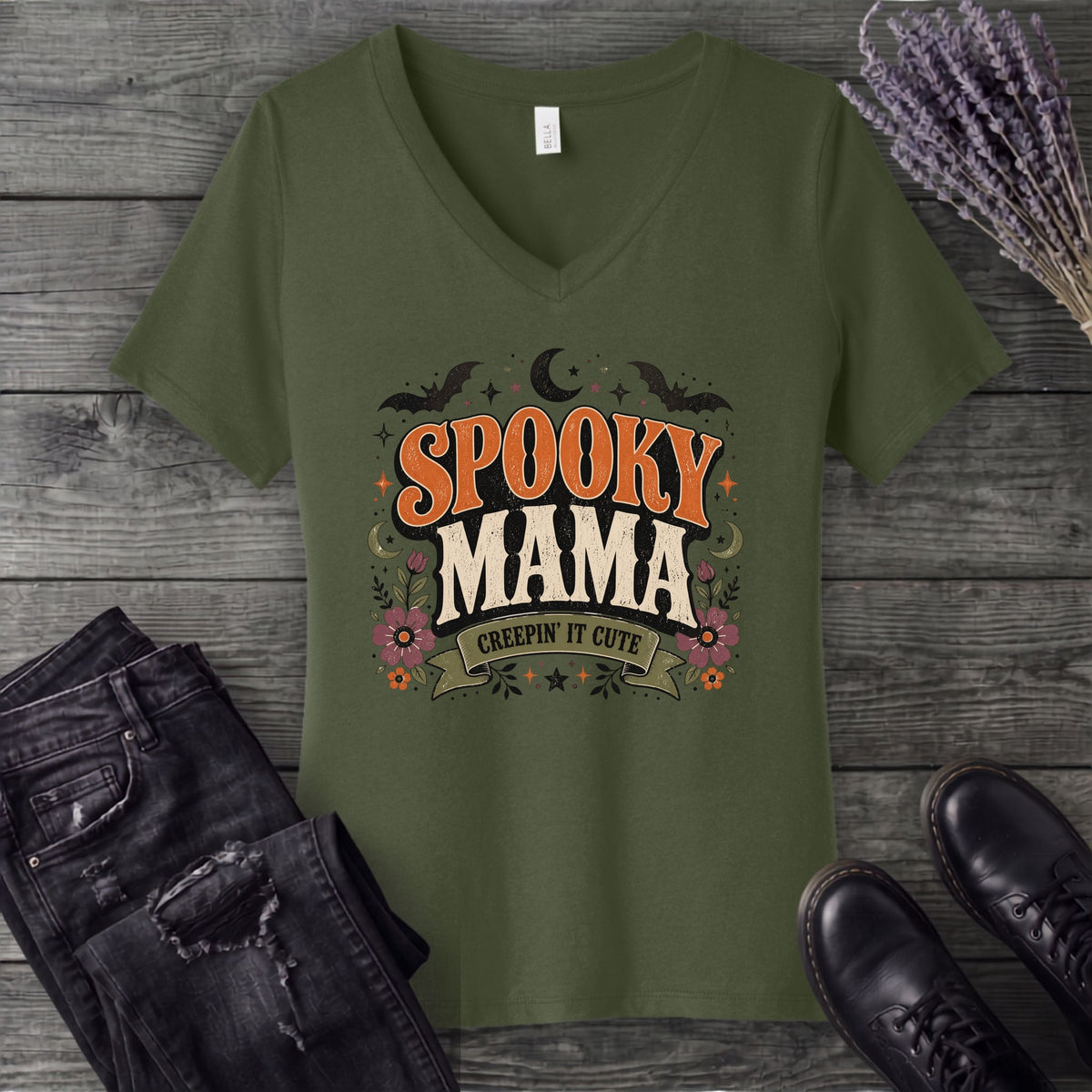 Spooky Mama V-Neck T-Shirt