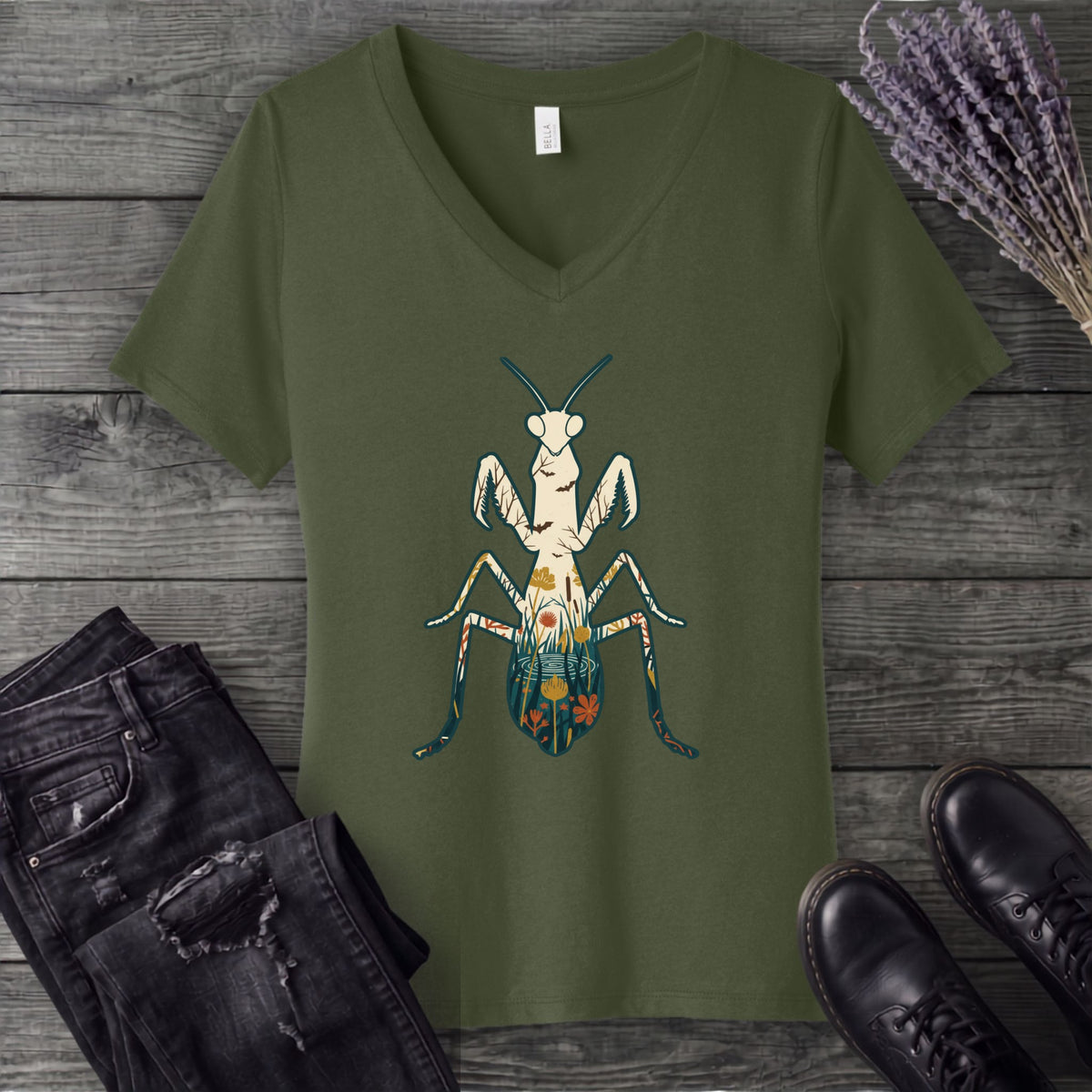 Mantis Silhouette V-Neck T-Shirt