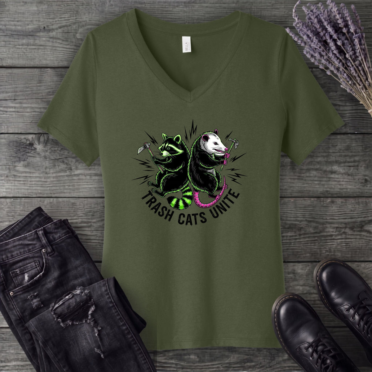 Trash Cats Unite V-Neck T-Shirt