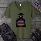 Plague Doctor Knowledge Is Contageous V-Neck T-Shirt