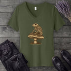 Frog Skeleton Mushroom V-Neck T-Shirt