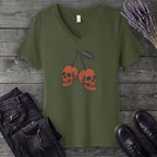 Skull Cherries V-Neck T-Shirt