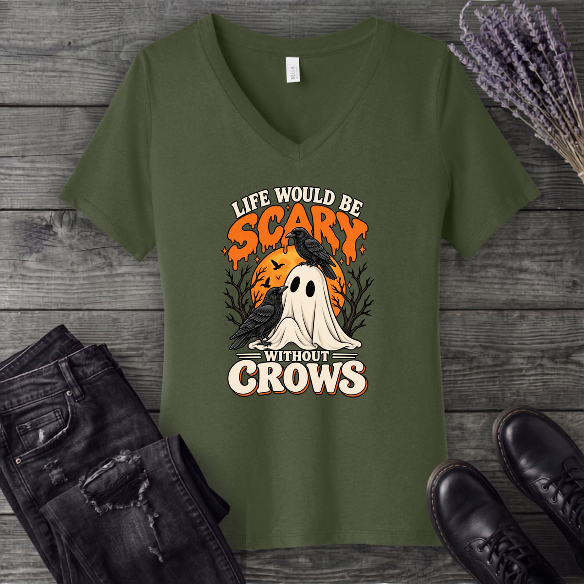 Life Would Be Scary Without Crows V-Neck T-Shirt
