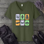 Spooky But Sweet Grid V-Neck T-Shirt