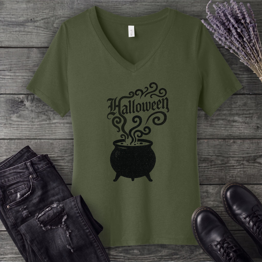 Halloween Cauldron V-Neck T-Shirt