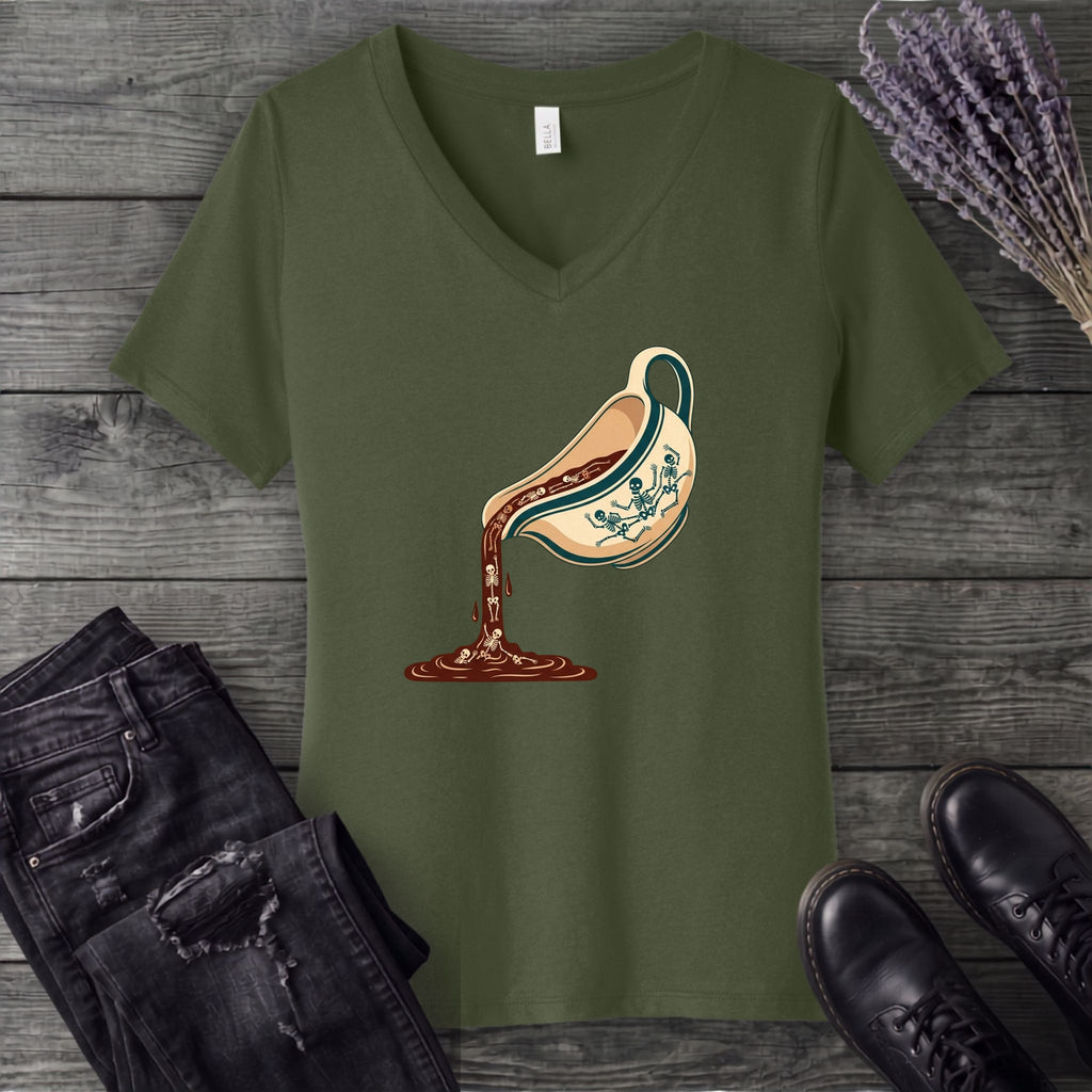 Skeleton Gravy Boat V-Neck T-Shirt