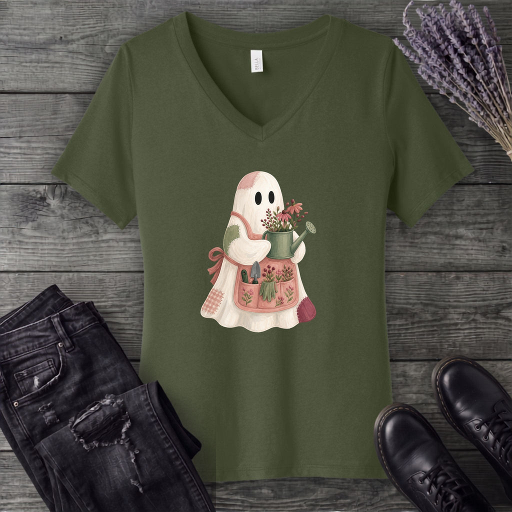 Patchwork Garden Ghost V-Neck T-Shirt