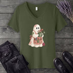 Patchwork Garden Ghost V-Neck T-Shirt