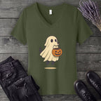 Ghost Dog Trick-Or-Treating V-Neck T-Shirt