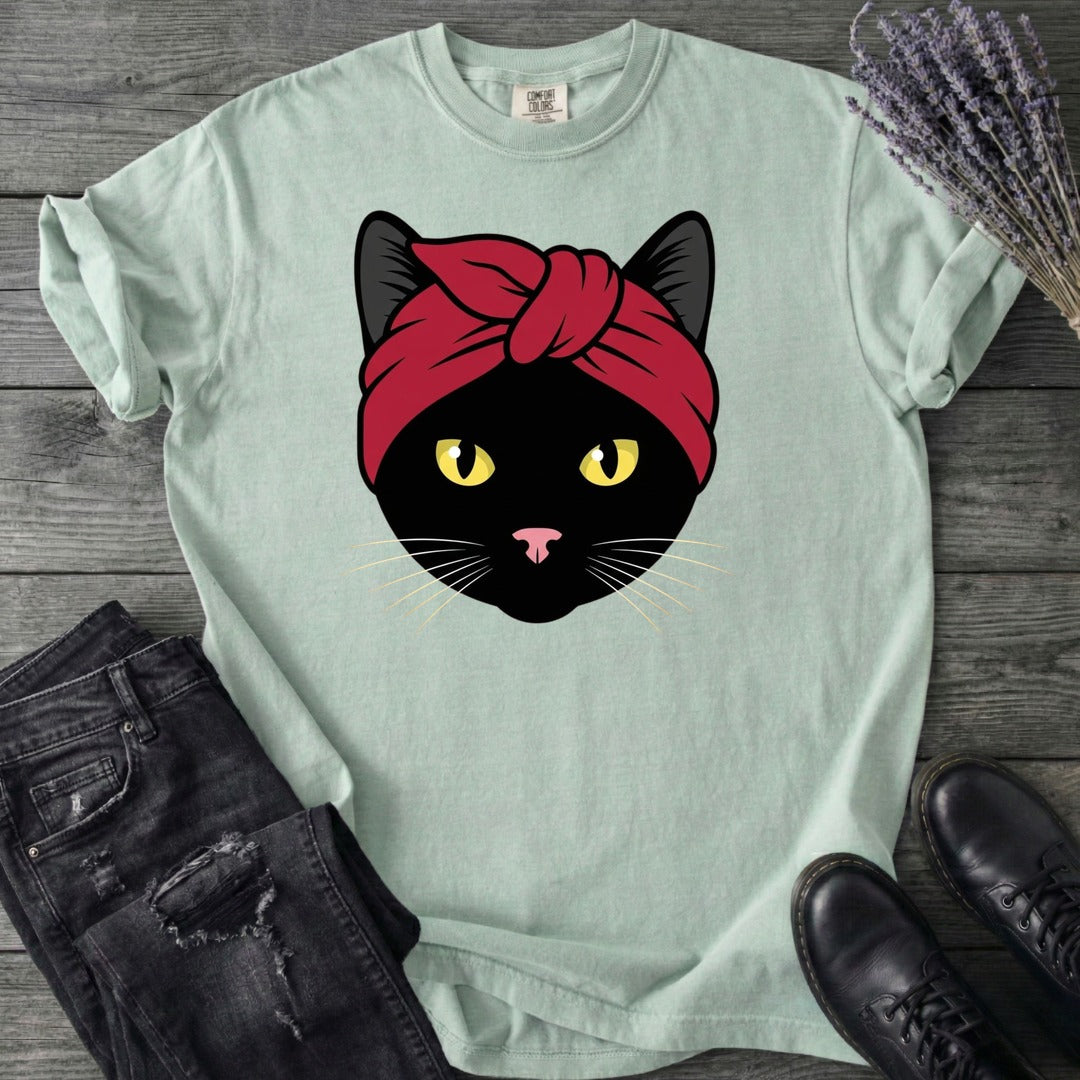Black Cat Headband T-Shirt