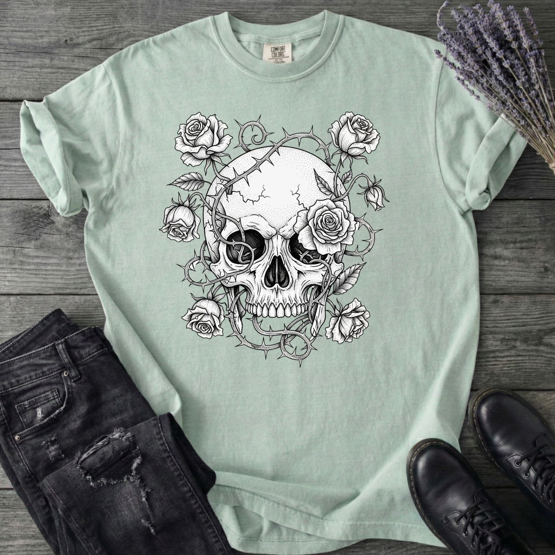 Macabre Floral Skull T-Shirt