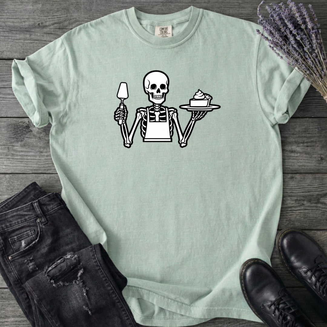 Skeleton Serving Pie T-Shirt