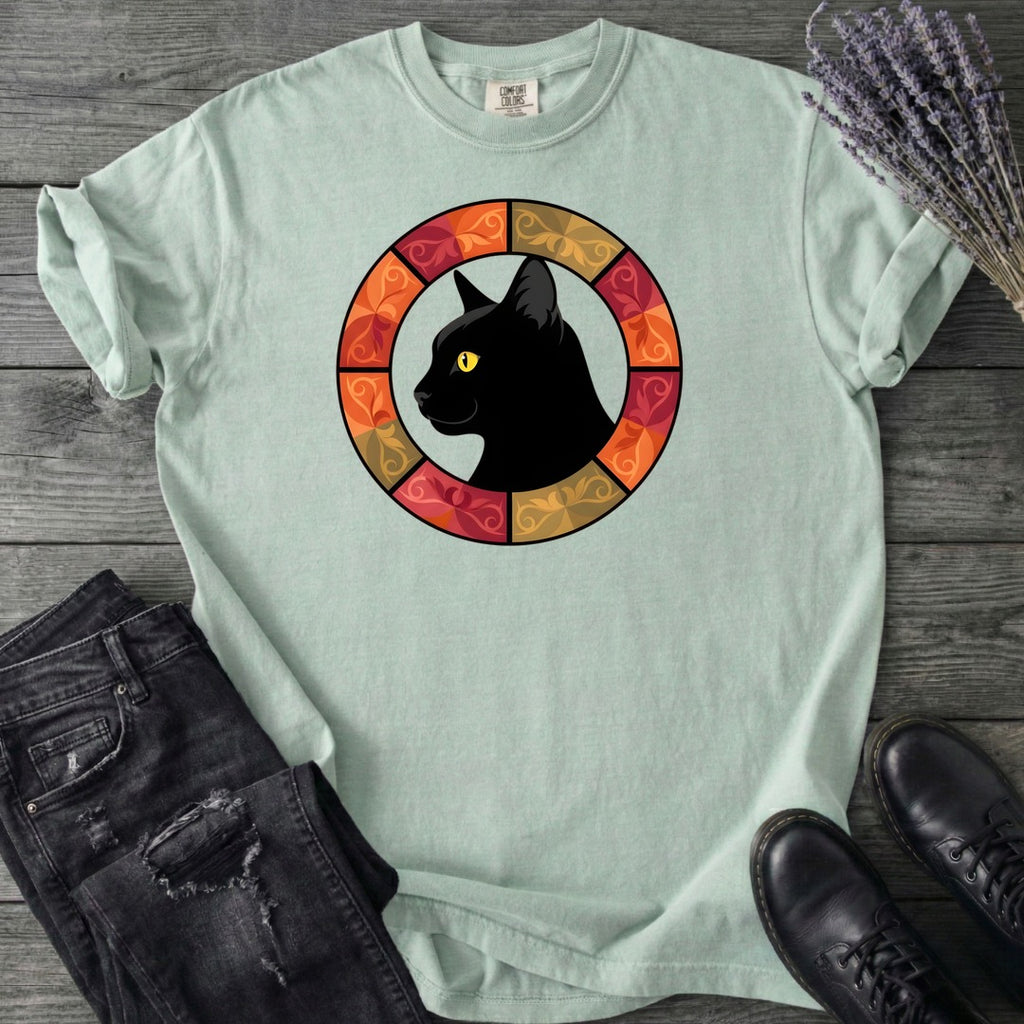 Black Cat Autumn Medallion T-Shirt