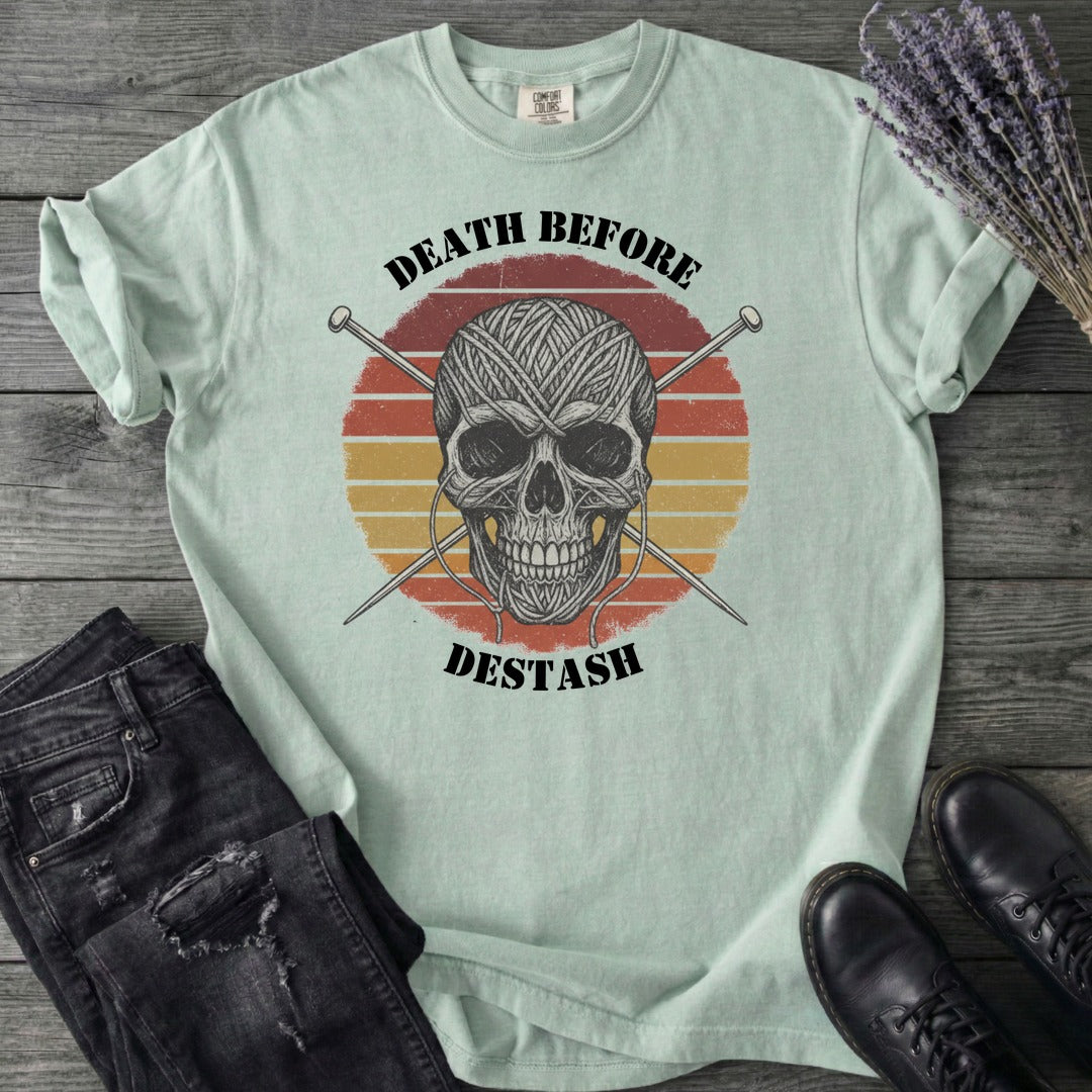 Death Before Destash Yarn Skull T-Shirt