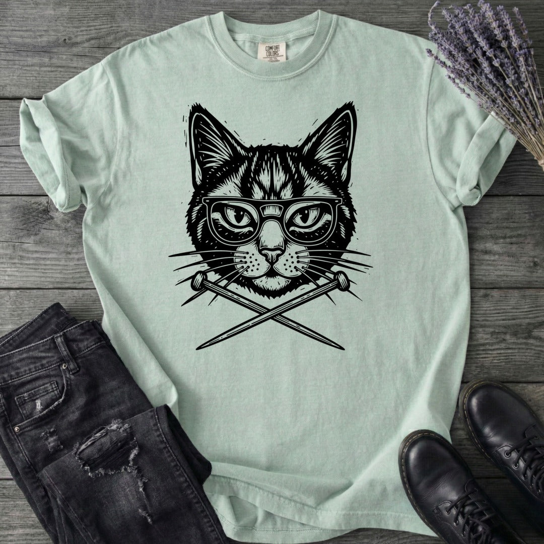 Cat Knitting Needles T-Shirt