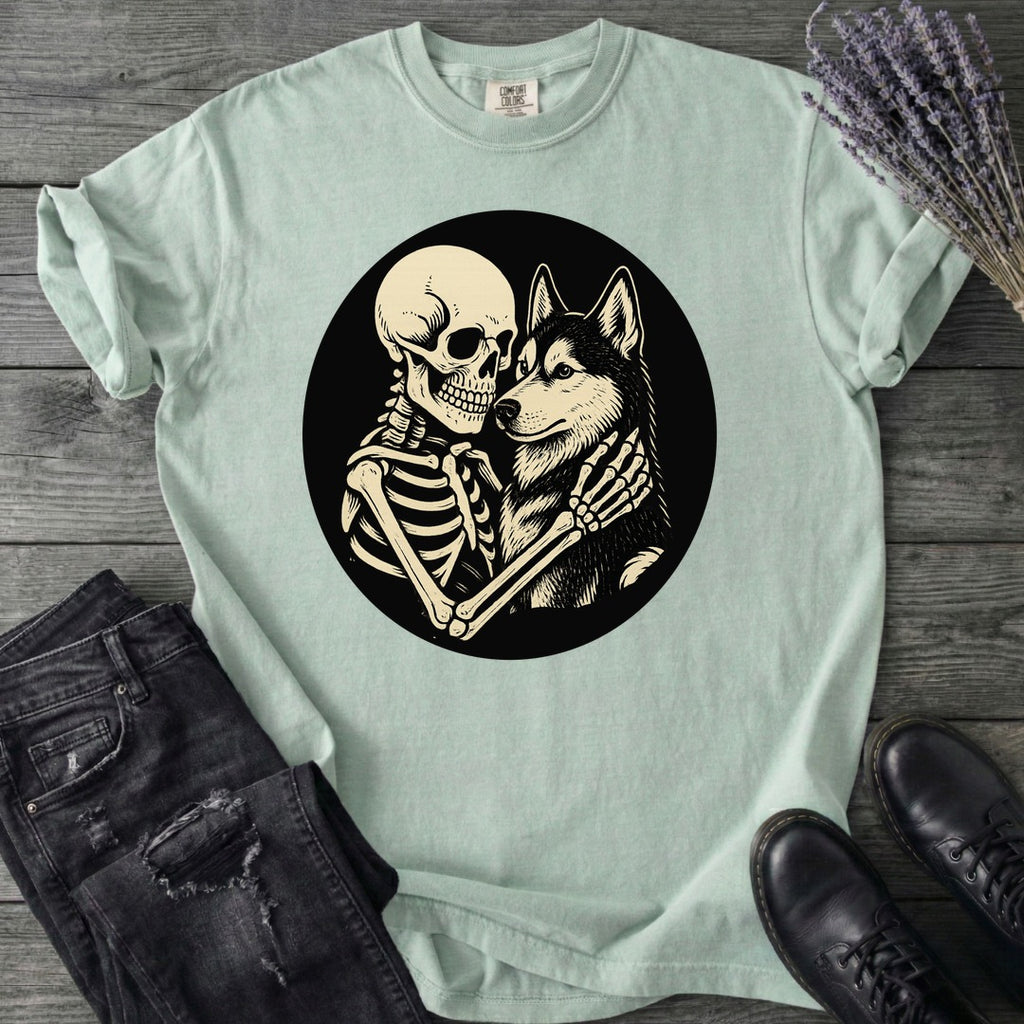 Skeleton Husky Hug T-Shirt