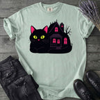 Black Cat Haunted House T-Shirt